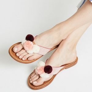 Soludos Capri Red Pom Pom Sandals Size 9